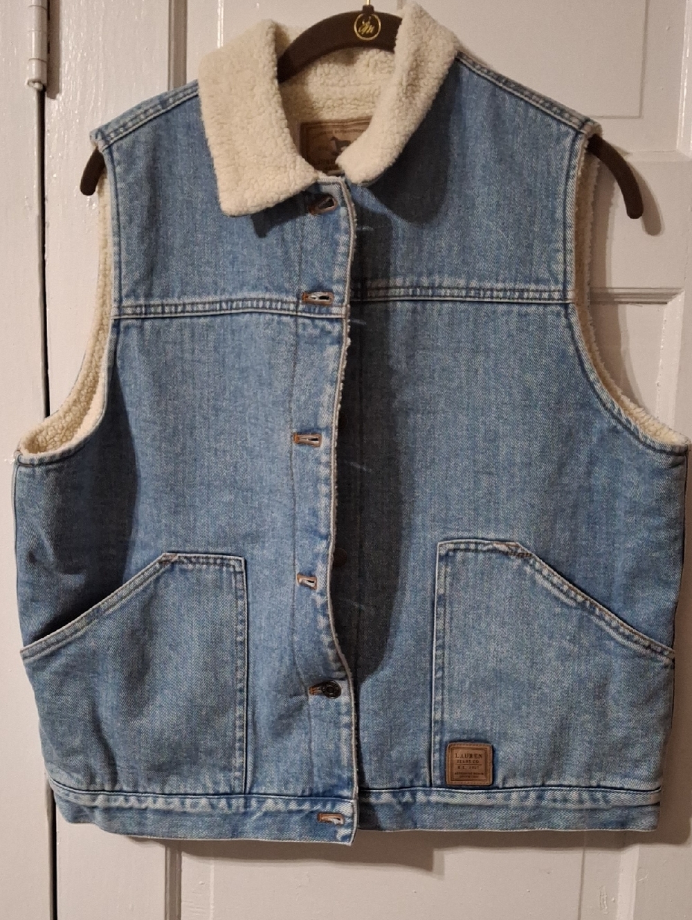 Ralph Lauren Cream Sherpa Interior with Tan Leather Logo Patch (Mis226)